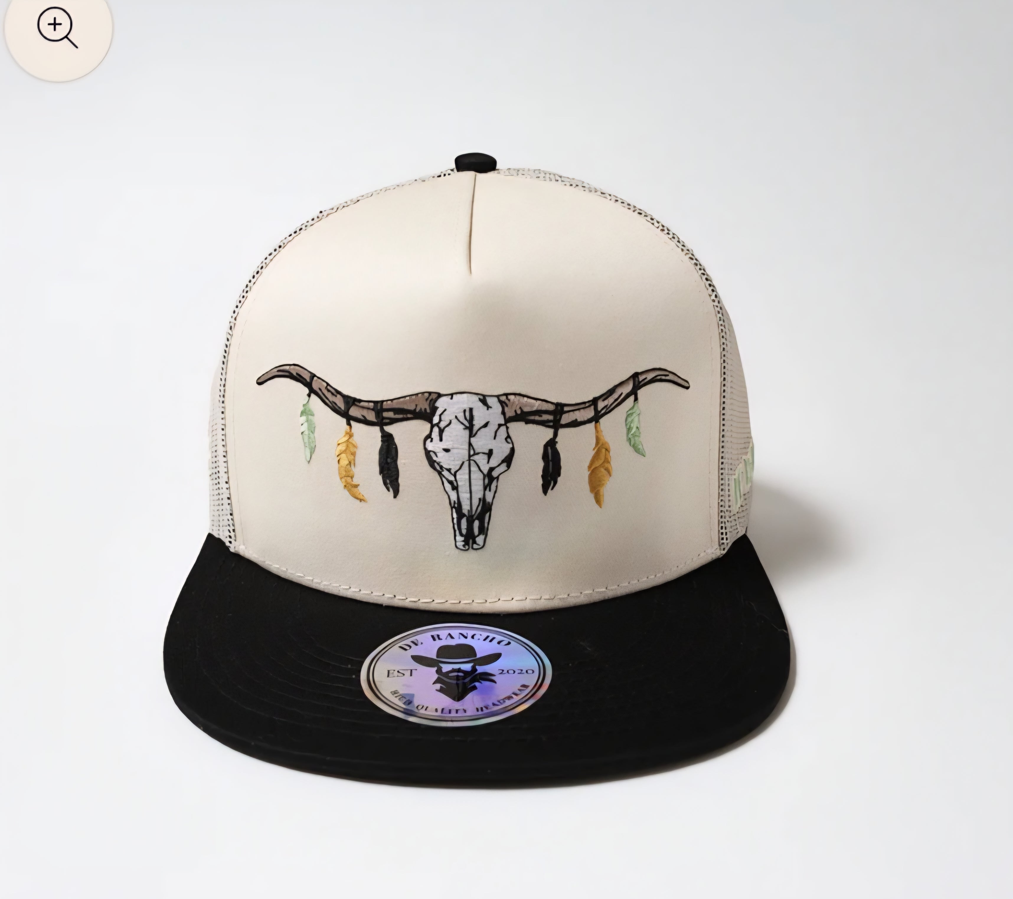 De rancho Longhorn skull hat cream / black