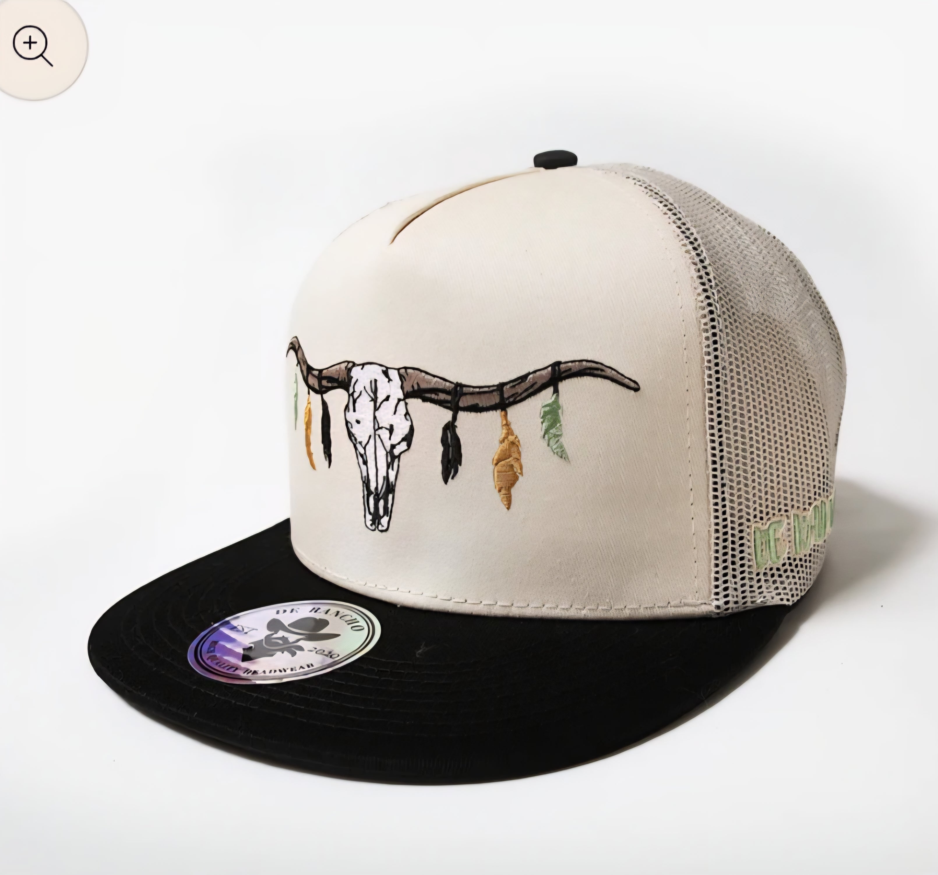 De rancho Longhorn skull hat cream / black