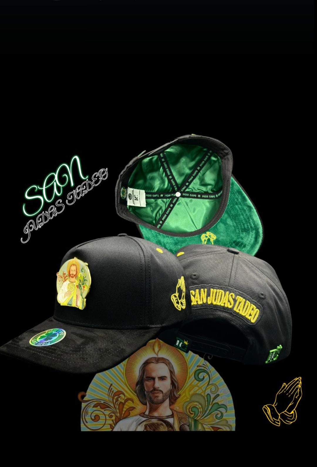 Pigui caps San judas tadeo visera gamuza verde